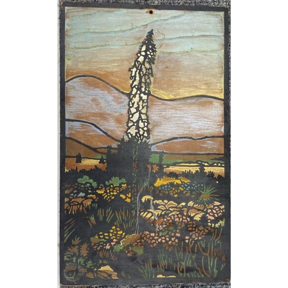 Wood Arts & Crafts Decorative Panel Carved Southwestern Landscape Desert Plaque - Picture 8 of 10